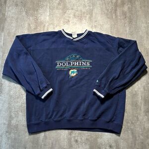 Vintage Miami Dolphins Sweater Mens XL Blue Pro Player